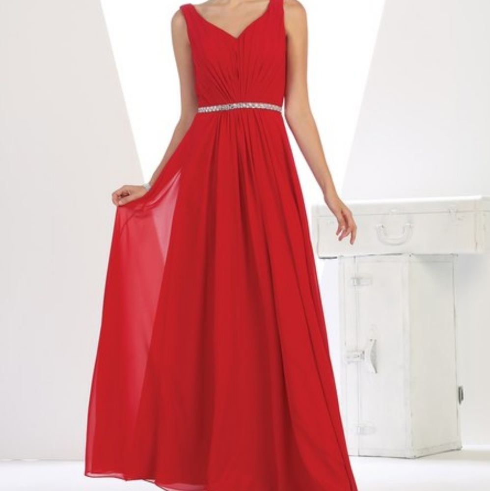 Blue, red, + other Colors formal evening gown chiffon - Picture 2 of 8